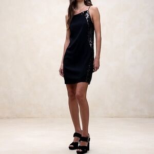 NWT Banana Republic Onda Sequin Dress Size in Black Shiny 8